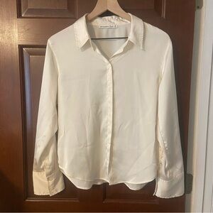Abercrombie & Fitch White Satin Button-down - Medium